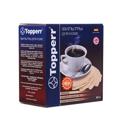 Фильтр бумажный Topperr для кофеварок №4 200шт, неотбеленный