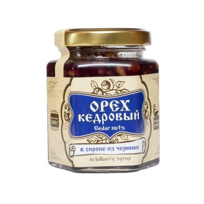 Орех Кедровый в сиропе из черники 220 гр.