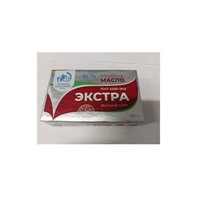 Масло ГОСТ 180гр 72,5% Сливочное ЭКСТРА (20) Курск.