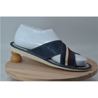 085-42  Обувь домашняя (Тапочки кожаные) размер 42 цвет темно-синий
