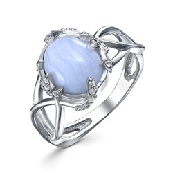 Серебряное кольцо с голубым агатом - 1383