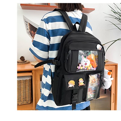 Комплект рюкзак из 5 предметов, арт Р69, цвет:синий (без брелка)