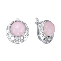 Серебряные серьги с розовым кварцем - 1390