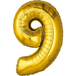 Шар фольгированный 32" «Цифра 9», цвет золотой