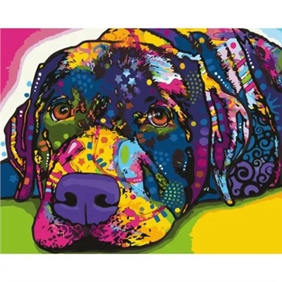 Картина по номерам "Красочная собака" 50х40см (Красочная собака)