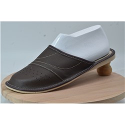 080-42  Обувь домашняя (Тапочки кожаные) цвет темно-коричневый размер 42