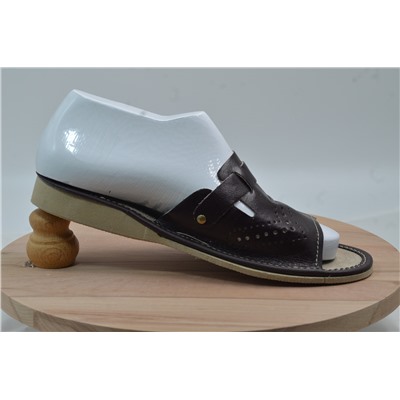 022-35  Обувь домашняя цвет темно-шоколадный (Тапочки кожаные) размер 35