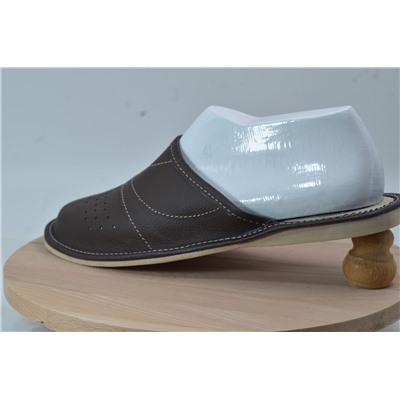 080-41  Обувь домашняя  (Тапочки кожаные) цвет темно-коричневый размер 41