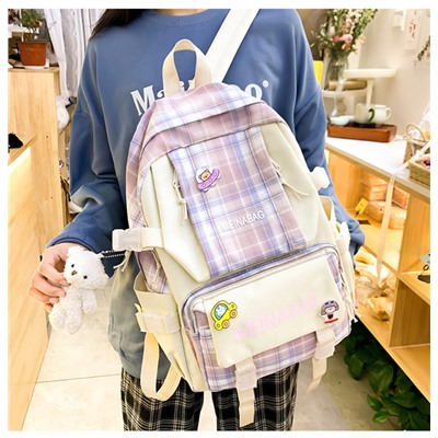 Комплект рюкзак из 5 предметов, арт Р67, цвет:фиолетовый (без брелка)