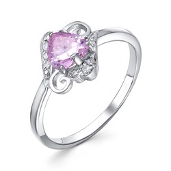Серебряное кольцо с розовым фианитом -  1384