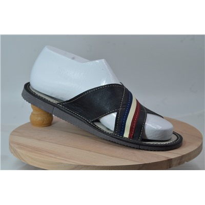 086-44  Обувь домашняя (Тапочки кожаные) размер 44 цвет черный