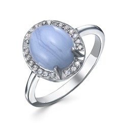 Серебряное кольцо с голубым агатом - 1362
