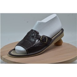 022-36  Обувь домашняя цвет темно-шоколадный (Тапочки кожаные) размер 36