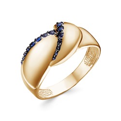 Позолоченное кольцо с фианитами синего цвета - 1397 - п
