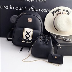 Комплект рюкзак из 3 предметов, арт Р77, цвет:чёрный на шнурке