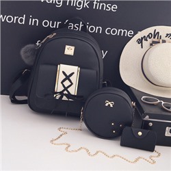Комплект рюкзак из 3 предметов, арт Р77, цвет:чёрный