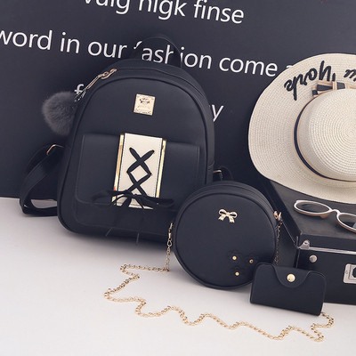 Комплект рюкзак из 3 предметов, арт Р77, цвет:чёрный
