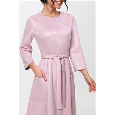 Платье розовое с накладными карманами