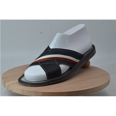 086-42  Обувь домашняя (Тапочки кожаные) размер 42 цвет черный
