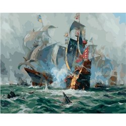 Картина по номерам "Морской бой" 50х40см (Морской бой)