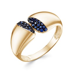 Позолоченное кольцо с фианитами синего цвета - 1406 - п