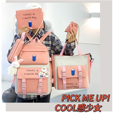 Набор-рюкзак из 5 предметов, арт Р16  цвет: 9023 розовый, без брелка