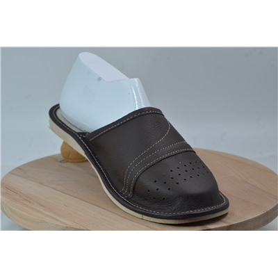 080-42  Обувь домашняя (Тапочки кожаные) цвет темно-коричневый размер 42