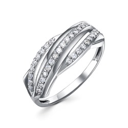 Серебряное кольцо с бесцветными фианитами - 1327