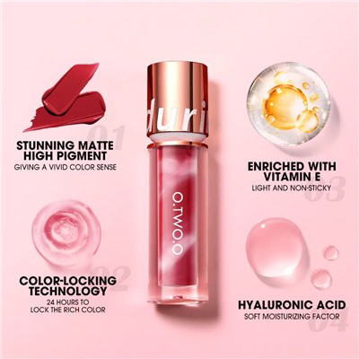 Водостойкая матовая помада O.TWO.O New Trending Lip Gloss Marbling Water Proof Matt Finish Lip Stick SC057 #05 Apple Red