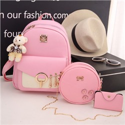 Комплект рюкзак из 3 предметов, арт Р76, цвет:розовый