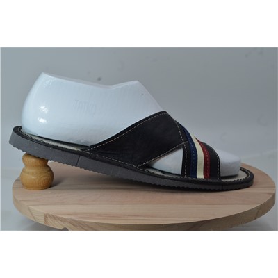 086-44  Обувь домашняя (Тапочки кожаные) размер 44 цвет черный