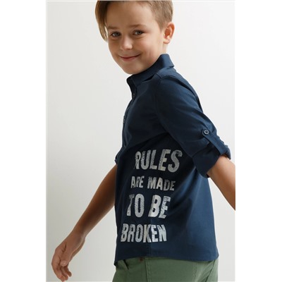 Сорочка для мальчиков с принтом сбоку