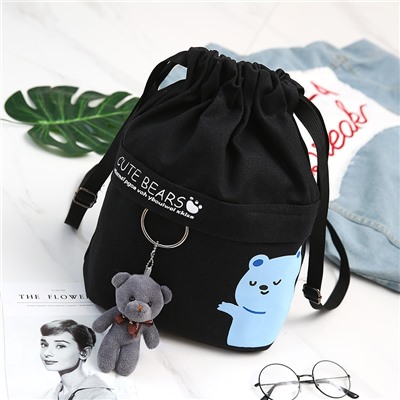 Рюкзак на шнуровке, арт Р94, цвет: Cute bear голубой с брелком