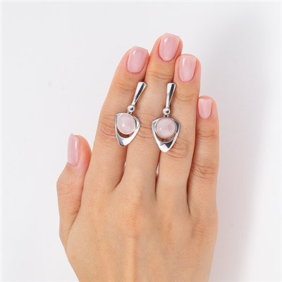Серебряные серьги с розовым кварцем - 1370